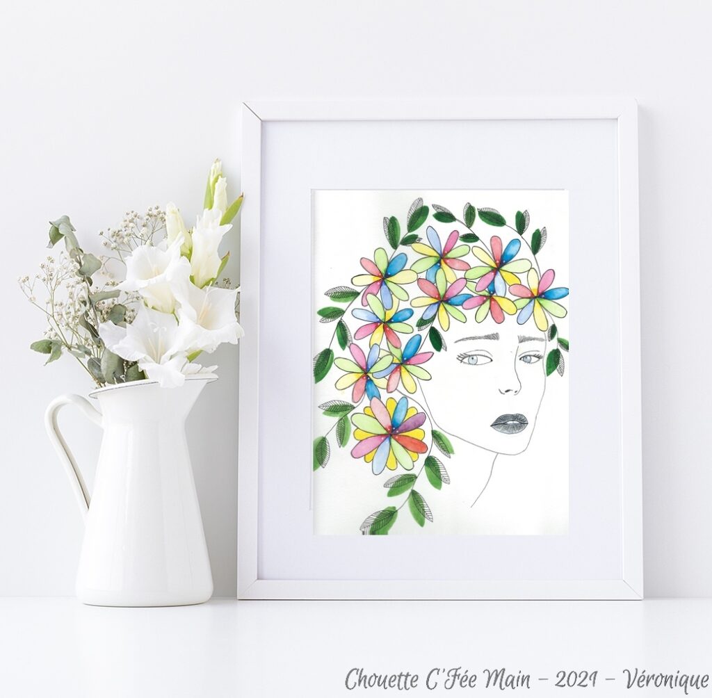 Tableau Visage Fleur